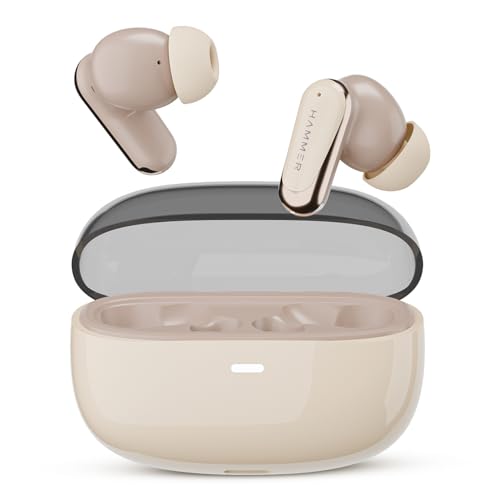 HAMMER Aura 32dB ANC, 4-Mic ENC Wireless Earbuds for Calling,50H Battery, Transparency & ANC Modes, 13mm Titanium Driver, BT v6, 35ms Low Latency...