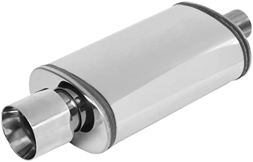 MagnaFlow 5in x 8in Oval Center/Center Performance Muffler Exhaust with Tip 14832 - Straight-Through, 2.25 Inlet/Outlet, 21in Overall Length, Polished Mirror Finish - Classic Deep Exhaust Sound