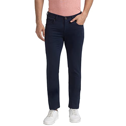 Image of Colorplus Contemporary Fit Dark Blue Trouser for Men