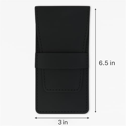 Image of Leather Pen Holder, Genuine 3 Pen Case with Tuck-in Flap, Brown Leather Case for Fountain, Ballpoint & Rollerball Pens, Travel Organizer, Luxury Executive Pen Storage Sleeve (3 Pen, Black)