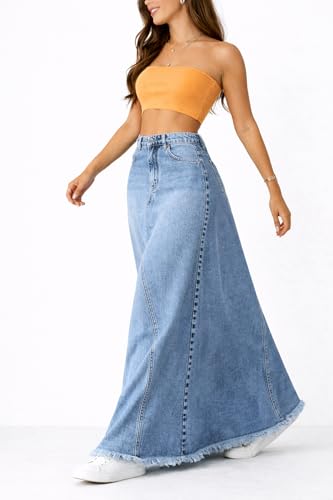 Image of ODDMONKEY Women High Waist Denim Skirt | Skirt for Women | Long Straight Fit Skirt |Long Skirt for Women