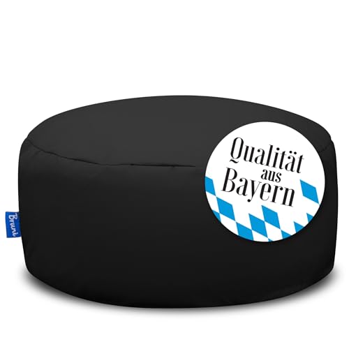 Bruni Pouf Sitzhocker M in Schwarz – runder Sitzpouf, Indoor...