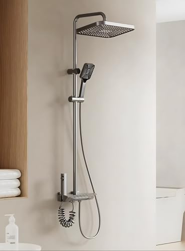 Image of 24x7 eMall Piano Keys Shower Set, Top Shower, Hand Shower, Hot and Cold Mixer, Greyish Black For Bathroom Toilet Bathing.