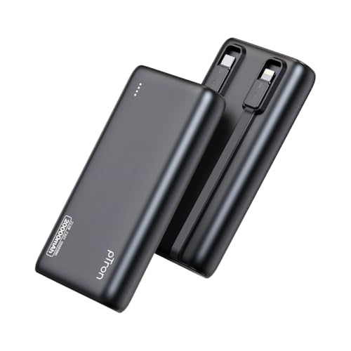 pTron 20000mAh Powerbank w/ 22.5W Fast Charging, USB & Type C Output, Built-in Type C & iOS Cables, Compatible w/Power Delivery, Quick Charge for iPhone, Android Mobile & Tablets, Dynamo Storm(Black)