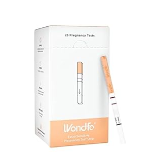 Wondfo Tiras de prueba de embarazo de resultados tempranos: obtenga resultados 6 días antes que el kit de prueba HCG sensible al período y de alta precisión perdido a 10 MIU/ml de corte – [25 paquetes