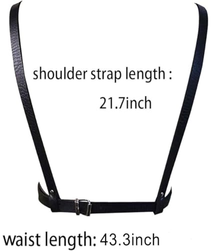 Black Leather Chest Harness Chain Belt Punk Body Shoulder Straps Ring Adjustable Buckle for Men Clubwear Costume3