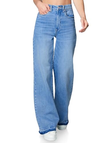 PLNOTME Womens Wide Leg Jeans High Waisted Boyfriend Baggy Trendy Mom Denim Pants with Pockets