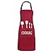 MengH-SHOP Grembiule da Cucina Impermeabile con 2 Tasche Uomo Donna Regolabile Grembiule da Chef per Cucina Ristorante Barbecue Giardinaggio Artigianale Cottura (Rosso)