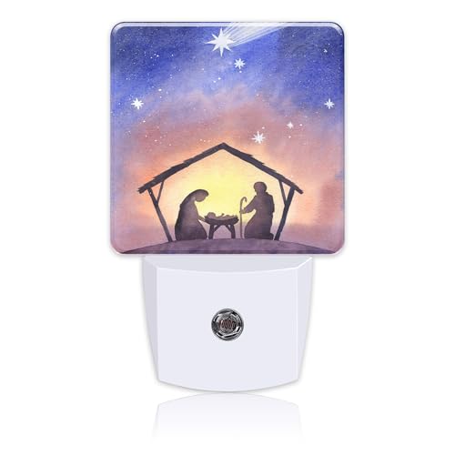 Image of Birth of Jesus in Bethlehem Night Light Plug into Wall with Dusk to Dawn Sensor Cute Nightlight for Kid Girls Boys Women Men Room Decor, Hallway, Kitchen, Bathroom, Nursery, Stairs