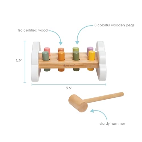 Image of Pearhead Montessori Hammer Bench, Wooden Pounding Toy for Toddlers | Early Development Activity, Fine Motor Practice, Colorful Interactive Play, Ages 1+