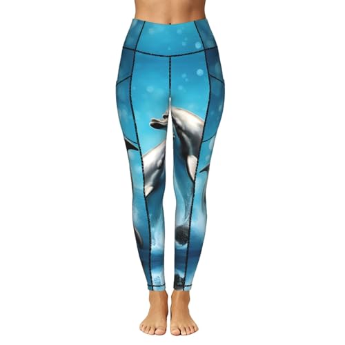 Leggings estampado de delfines conjuntos de entrenamiento con amor mujer 2