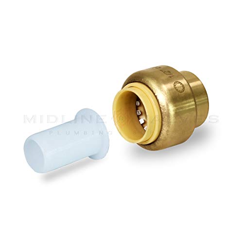 Pushlock UPSE12 Plug End Cap Pipe Fitting Push to Connect Pex Copper, CPVC, 1/2 Inch, Brass - Thumbnail 7