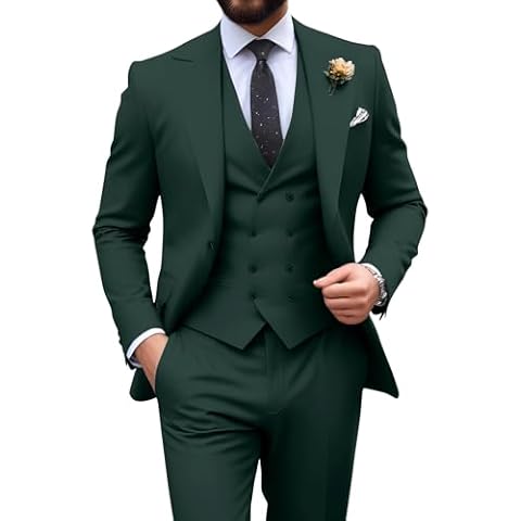 HUEZOE Men's Slim Fit 3 Piece Suit Cover