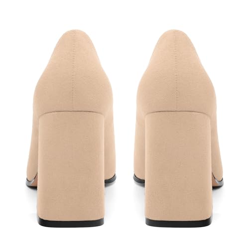 Women's Pumps, Pointed Toe Block High Heels, Slip On Fashion Chunky Heel Shoes for Women4