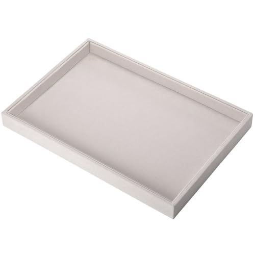Mornajina 9" x 5.7" Velvet Jewelry Tray Jewelry Display Tray, Stackable Empty Plate Trays for Earrings Necklaces Bracelet Rings Display Showcase - Beige