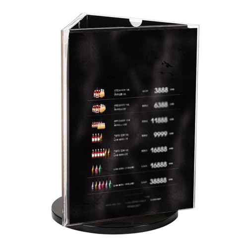 Porte-affiche rotatif A5 noir à 3 faces avec film de protection PVC