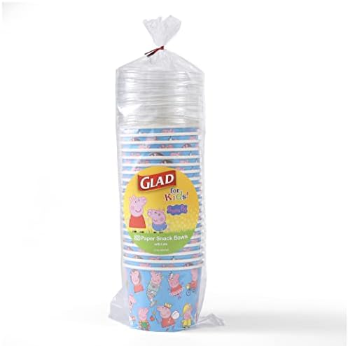 Glad for Kids 12 oz Peppa Pig I Can Be Anything Paper Snack Bowls with Lids, 20 Ct | Disposable Paper Bowls with Lid | Kids Snack Bowls for Everyday Use