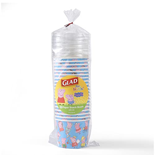 Glad For Kids 12 Oz Peppa Pig I Can Be Anything Paper Snack Bowls With Lids, 20 Ct | Disposable Paper Bowls With Lid | Kids Snack Bowls For Everyday Use #TOP2