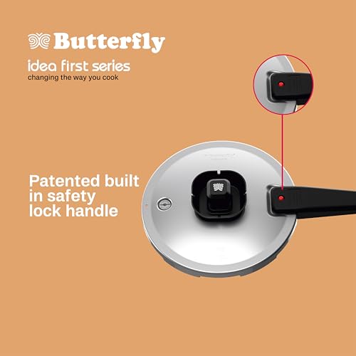 Image of Butterfly Duo Curve SS 5L Pressure Cooker|Induction Base| Halo Crown Spill Filter | Patented Pressure Lock Handle(4th Level Safety) | Float mechanism powered Optimal Steam Cooking | 5 Years Warranty