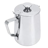 Taza de espuma de leche, taza de espuma de leche de café de acero inoxidable de 1000 ml con tapa para uso en cafetería Latte Art