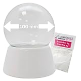 Formato: diametro: 100 mm, altezza: 140 mm. Adatto per neve o glitter o anche altri oggetti agitati. La base può essere dipinta o incollata. La sfera di vetro è vuota. Un ottimo modo per dare libero sfogo alla propria creatività. Sul pannello è possibile installare un carillon o inserire un carillon musicale già configurato su disco.