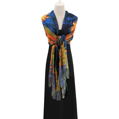 Reversible Pashmina Scarf - Double-side Cashmere Feel Shawl Wrap Monet Van Gogh Art Printing Scarves4