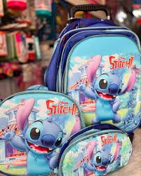 Kit Mochila Escolar Stitch 3D, Mochila De Costas com Lancheira Termica e Estojo.