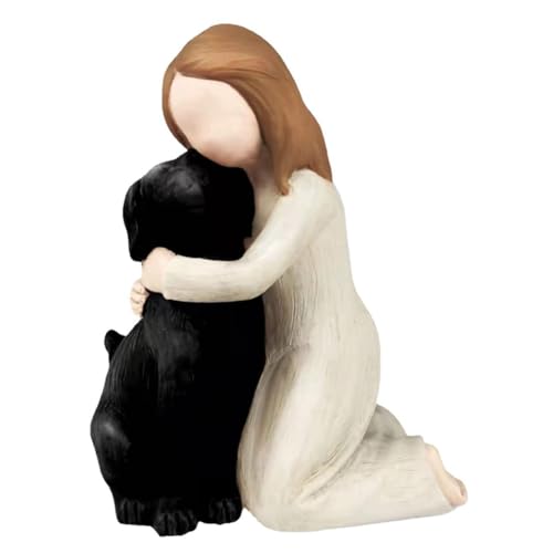 Niejgay Love My Dog Figuren-Statuen, Hundeengel-Freundschafts-Erinnerungsgeschenke, Geformte Handbemalte Figuren für Hundeliebhaber, Schwarz, Einfach zu Verwenden