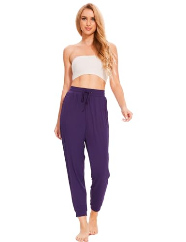 Image of LazyCozy Bamboo Viscose Jogger Pajama Pants for Women | Cooling for Night Sweats & Hot Sleepers, Lightweight Sleep Lounge Bottoms with Pockets, Ultra-Soft, Drawstring Waist