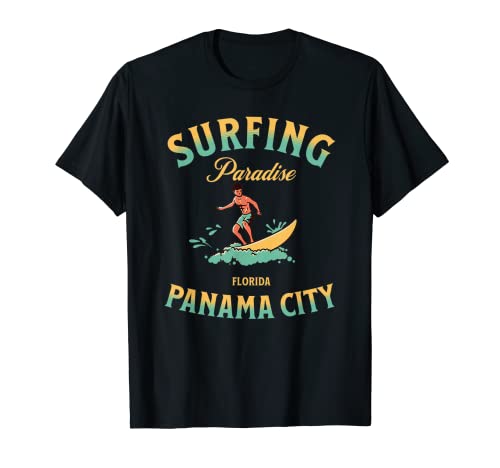Retro Panamá City Surfing Vintage Beach Surf Wear Camiseta