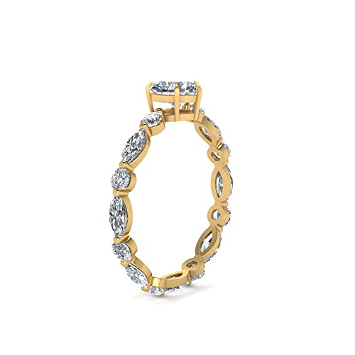 Image of 55Carat Choose Your Gemstone Marquise and Round Eternity Ring Yellow Gold Plated Heart Shape Side Stone Engagement Rings Lightweight Office Wear Everyday Gift Jewelry US Size 4 to 12