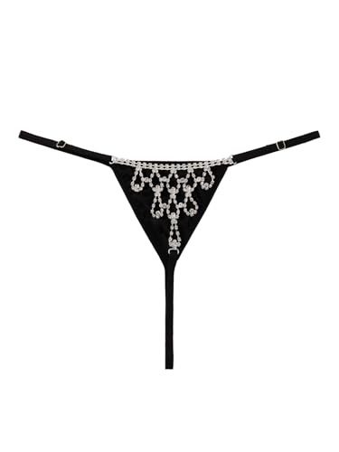 Image of RoseSeek Women's Sparkling Butterfly Chain Underwear Low Rise Cheeky G String Panty