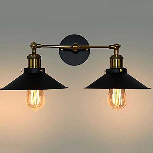 Industrial 2-Light Vanity Light, Vintage Wall Sconce