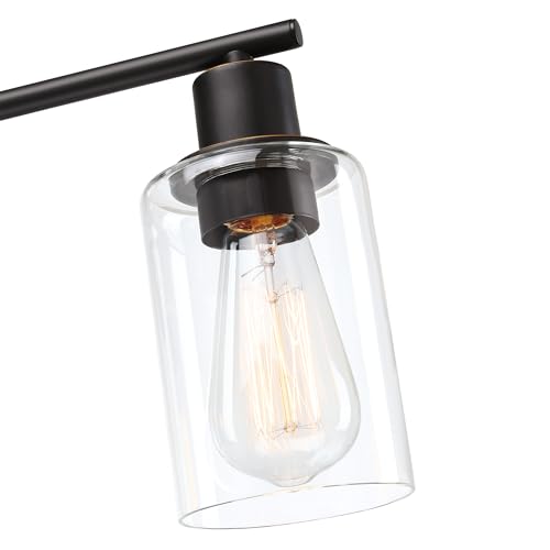Image of 5-Light Oil Rubbed Bronze Bathroom Vanity Light Over Mirror, Oil Rubbed Bronze 5-Bulb Wall Sconce Above Kitchen Sink, Brown Wall Sconce for Bathroom Vanity