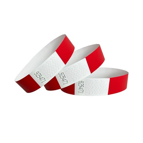 CINTAPUNTO - Einlassbändchen Papier - Eintrittsbänder 1000 Stück - Einlassbänder - Festival Armbänder - Party Bändchen Einlass Eintritt - eintrittsbändchen - Bänder Club - wristband - Red