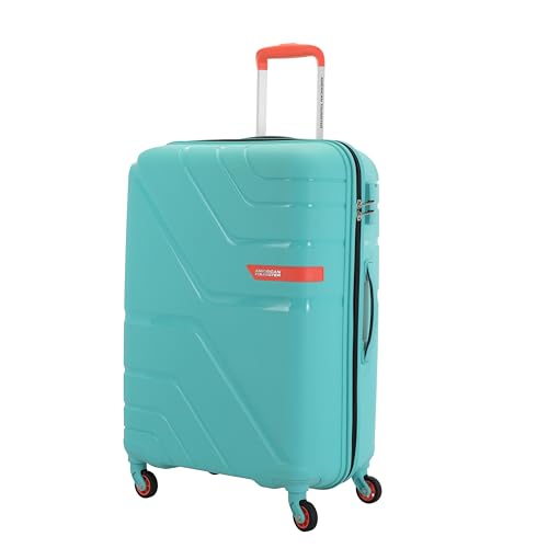 American Tourister Upland Sport 68 CM Medium Checkin Polypropylene (PP) Hard 4 Wheels Spinner Luggage/Suitcase/Trolley Bag for Travel (Pool Blue)