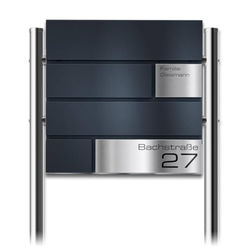 Metzler Standbriefkasten Modell G in Anthrazit mit Edelstahl-Namensschild &...