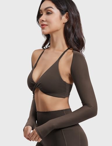 Image of YEOREO Women Crop Top Long Sleeve Bolero Open Front Workout Cropped Shirts Sports Shrug