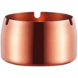 VNEIRW - Cenicero de Acero Inoxidable con Placa de Mesa Moderna, cenicero con Base Antideslizante para decoración de Oficina en casa, Oro Rosa
