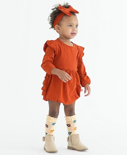 RuffleButts® Baby/Toddler Girls Long Sleeve Bubble Rompers3