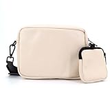COOWONE wasserdichte Leckerlitasche für Hunde, Leckerlitasche für Hundetraining, integrierter Kotbeutelspender, verstellbare Umhängetasche (Beige)