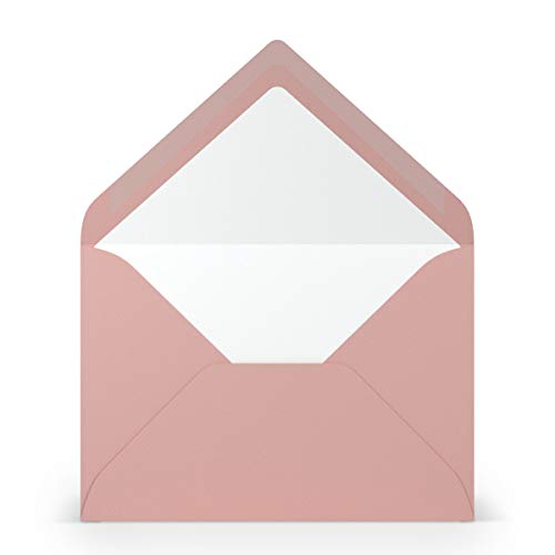 PAPERADO 1000 kopert DIN B6 różowe prążkowane stary róż - 100 g/m² koperta bez okna 17,8 x 12,5 cm - koperty z klejeniem na mokro spiczastą klapką