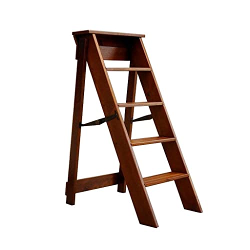 Escabeau bois multi-fonctions noyer clair, un meuble d'exception pliant