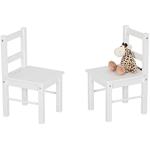 UTEX Child's Wooden Chair Pair for Play or Activity, Set of 2, White Cover