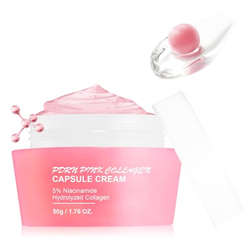 PDRN Pink Collagène Cream, Crème de Remplissage Polypeptide, Crème Capsule Polypeptidique Rose, Renforce l'élasticité, Raffermit et Raffermit, Crème en Capsules--50G