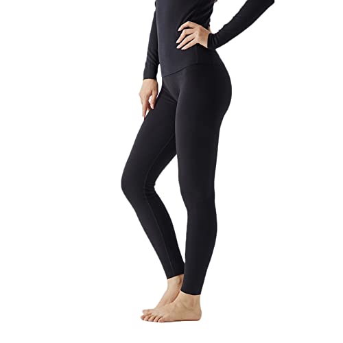 Dsnyu Thermal Bottom Women, Polyester Long Johns, Black Pants L