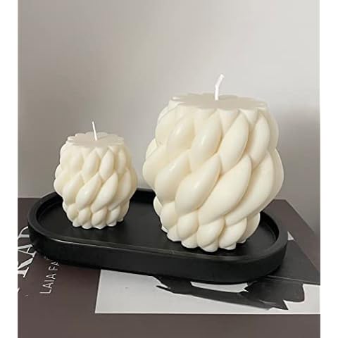 Rope Knot Pillar Candles | Soy Wax Geometric | Set of 2 | Home Decor Handmade £17.99 Free P&P (Pomegranate Noir) Cover