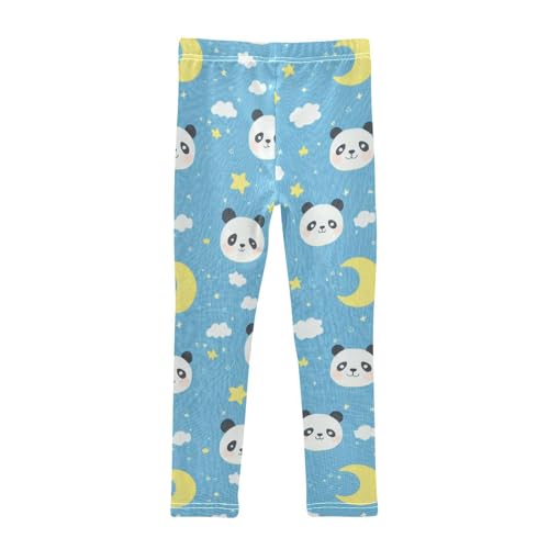 Wusikd Pandas Faces Clouds Girls' Leggings Toddler Doodles Moon Stars Kids Yoga Pants Dance Active Tights 4T2