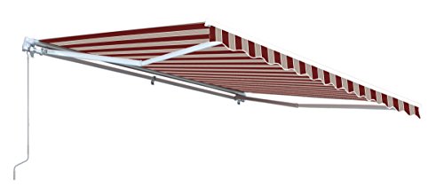 Aleko Retractable 10X8 Feet Manual White Frame Patio Awning - 100% Polyester Canopy, Cover, Sun Shade, Shelter For Yard, Deck, Balcony - Uv Protection – Multi-Stripe Red - Aw10X8Mstrre19 #TOP1