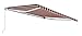 ALEKO Automatic Retractable Patio Awning| 20' W x 10' L Motorized Crank Deck Canopy| White Frame, Polyester Water Resistant| UV Protection Sun Shade| Multi-Stripe Red